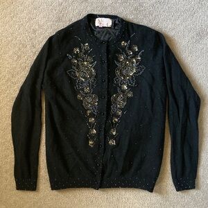 Vintage ‘60s Vivien Forest lambswool/angora sequin cardigan, Large.